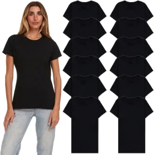 BILLIONHATS Womens T-Shirts in Bulk, Cotton Crew Neck Scoop Short Sleeve Tees Assorted Colors Bulk
