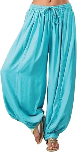 Black Linen Pants Women Casual Summer Baggy Waist Pants with Pockets Solid Sweatpants Palazzo Pants for Women Dance