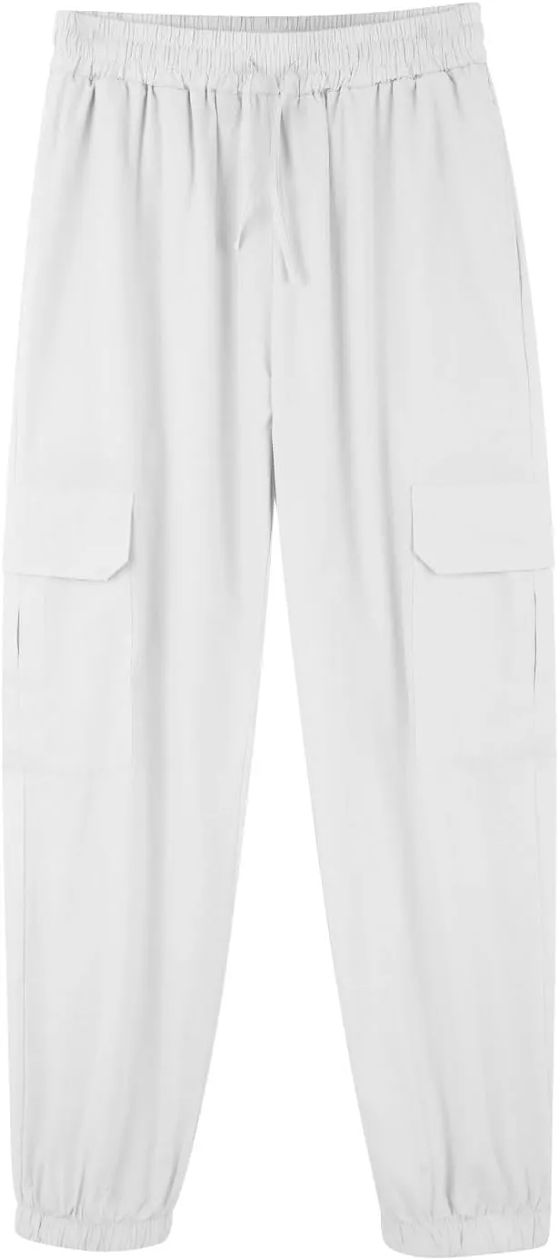 Casual Baggy Linen Harem Pants for Men Solid Elastic Waist Drawstring Joggers Flap Pockets Yoga Hippie Beach Lounge Trousers