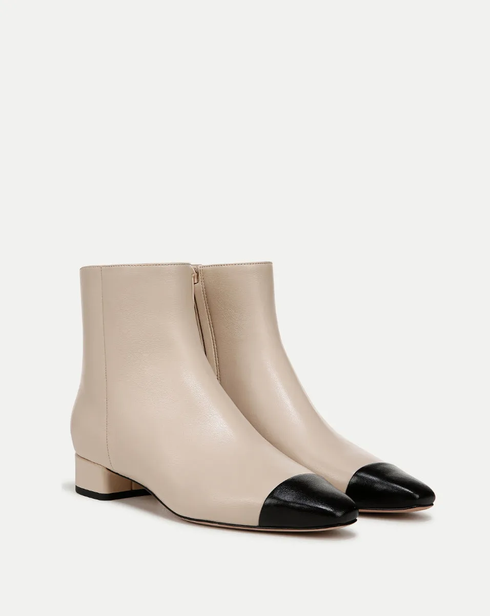 Cecile Leather Cap-Toe Bootie