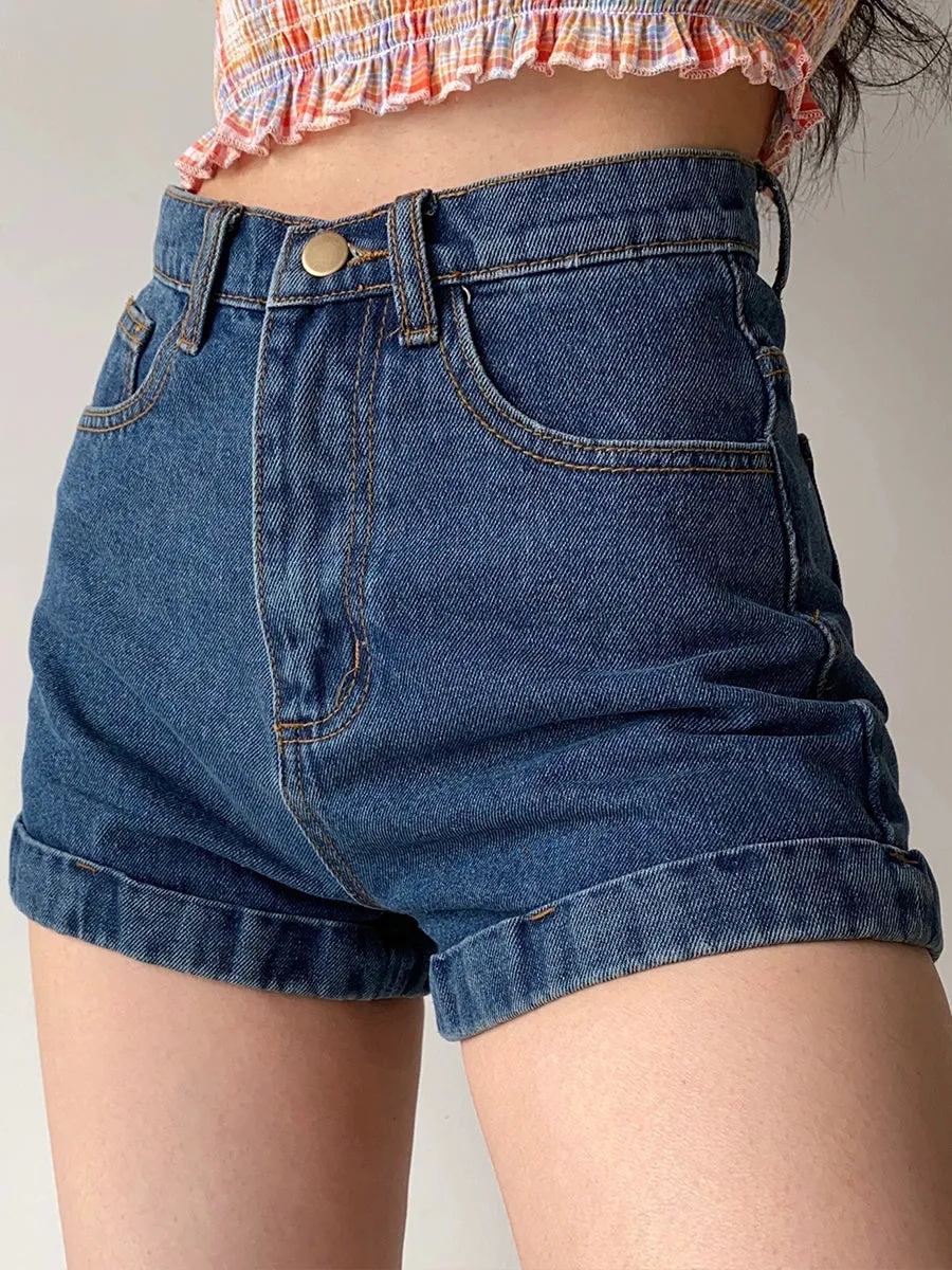 Classic High Waist Denim Shorts