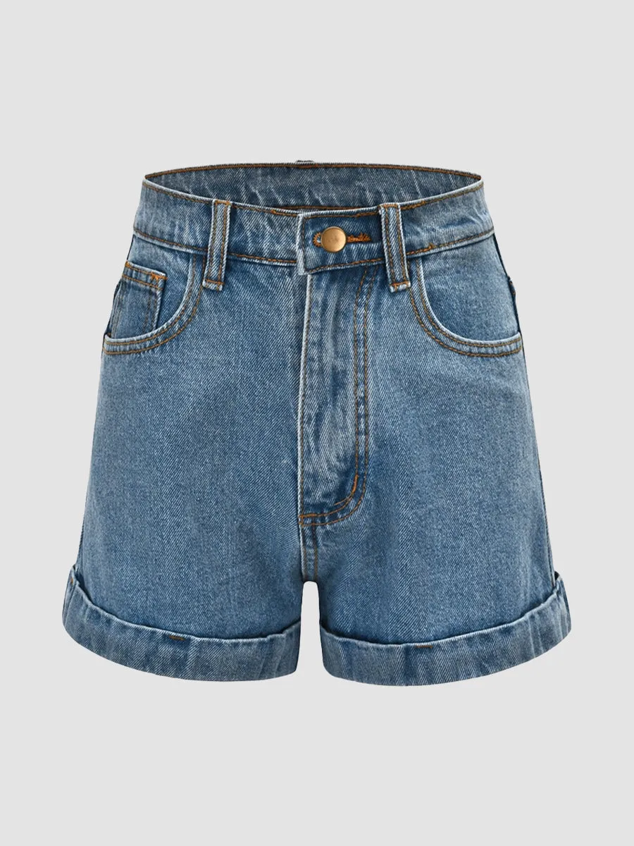 Classic High Waist Denim Shorts