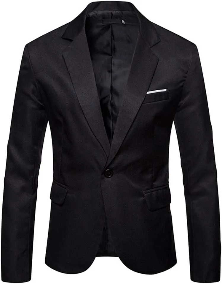 Cloudstyle Mens Casual Slim Fit Suit Jacket 1 Button Daily Blazer Business Sport Coat Tops
