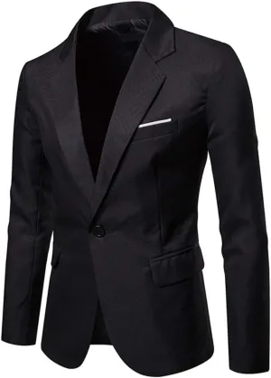 Cloudstyle Mens Casual Slim Fit Suit Jacket 1 Button Daily Blazer Business Sport Coat Tops