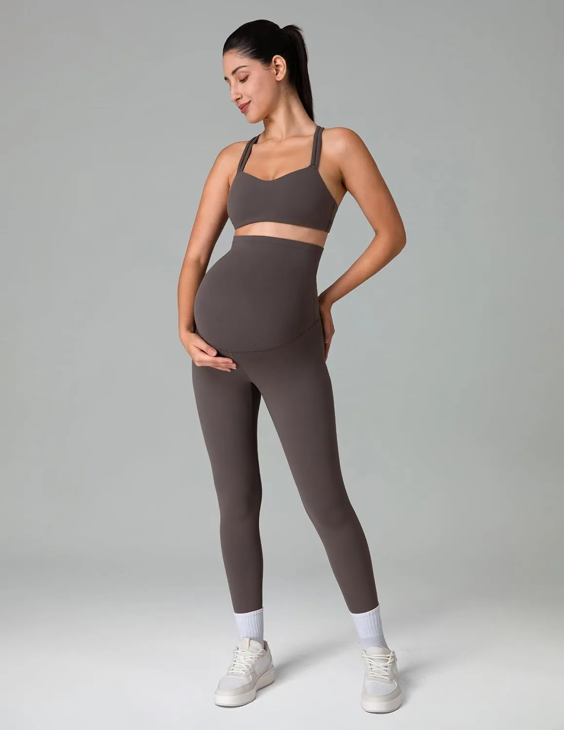 Colorfulkoala Womens Dreamlux Maternity Leggings Over The Belly 25" / 28" Inseam Soft Workout Activewear Yoga Pregnancy Pants
