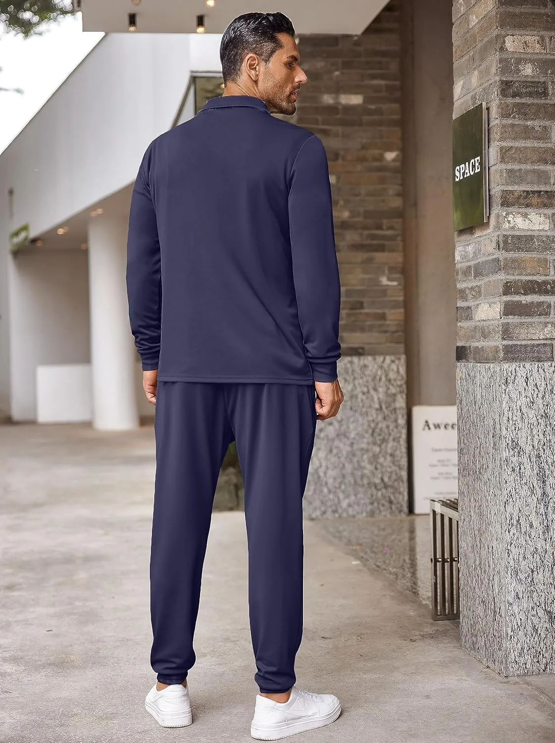 COOFANDY Men's Tracksuit 2 Piece Quarter Zip Polo Athletic Sweatsuits Casual Running Jogging Sport Suit Sets