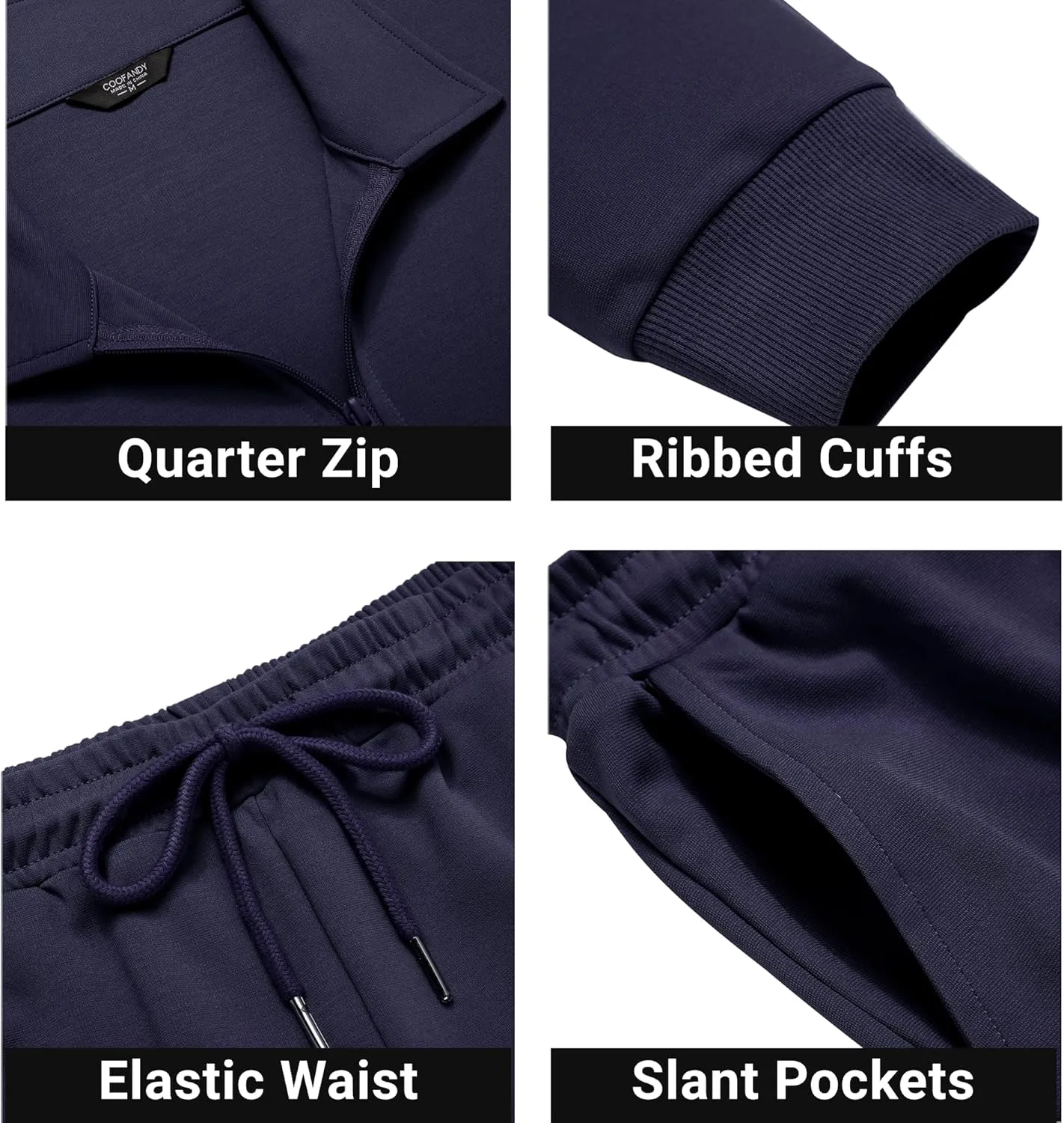 COOFANDY Men's Tracksuit 2 Piece Quarter Zip Polo Athletic Sweatsuits Casual Running Jogging Sport Suit Sets
