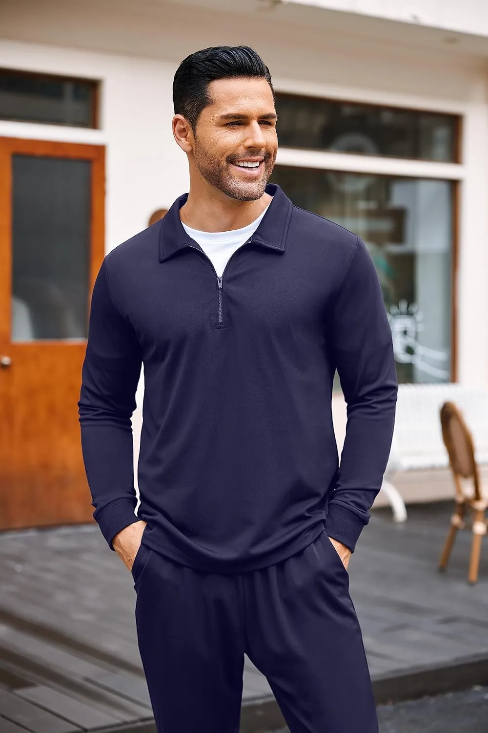 COOFANDY Men's Tracksuit 2 Piece Quarter Zip Polo Athletic Sweatsuits Casual Running Jogging Sport Suit Sets