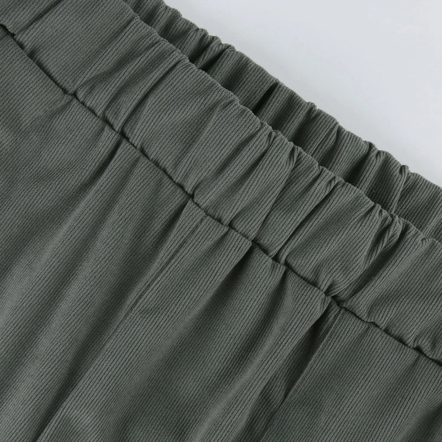 Corduroy Pants Women Casual Elastic High Waist Petite Pants Straight Leg Pants Loose Comfy Trousers with Pockets