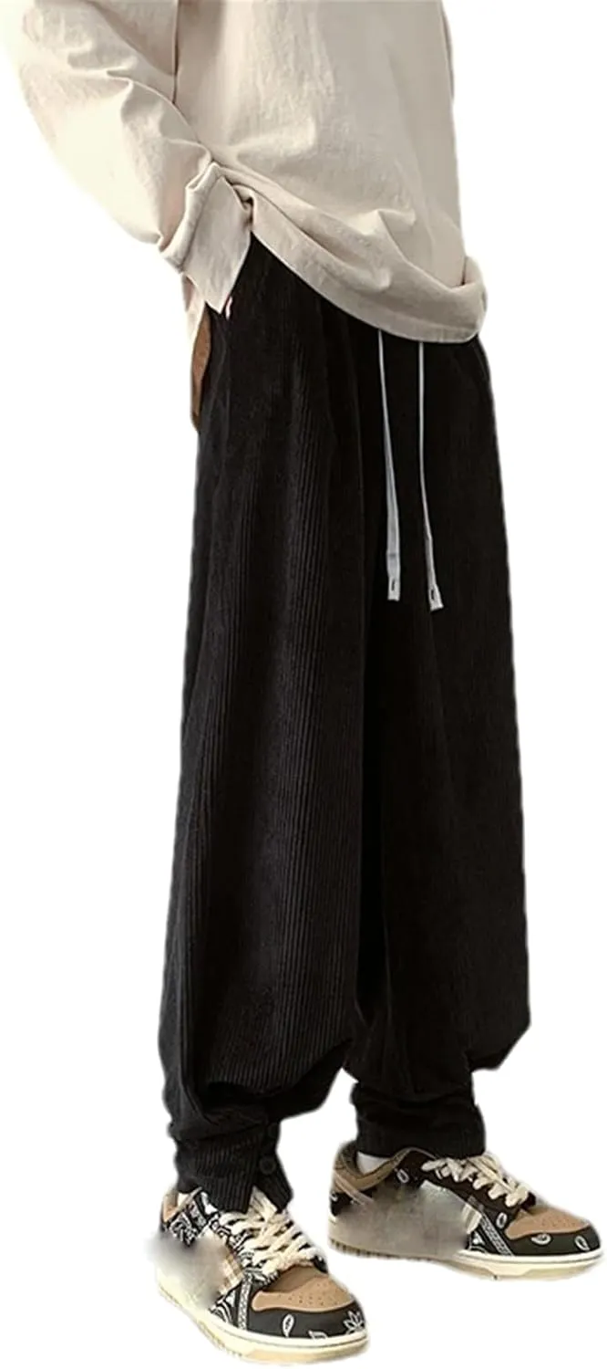 Corduroy Wide Leg Harem Pants in Japanese Streetwear Sweatpants Korean Straight Joggers Harem Pants