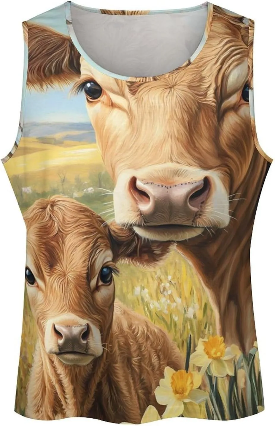Cow Mama And Little Men's Activewear Tank Tops Gym Sleeveless Muscle T Shirts Workout Tees Vest
