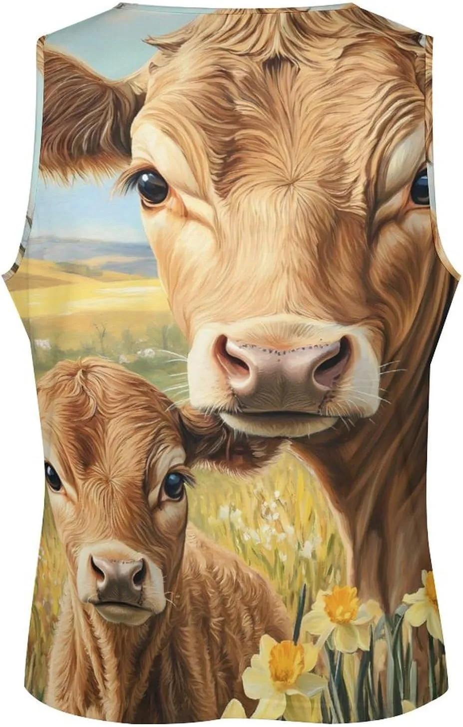 Cow Mama And Little Men's Activewear Tank Tops Gym Sleeveless Muscle T Shirts Workout Tees Vest