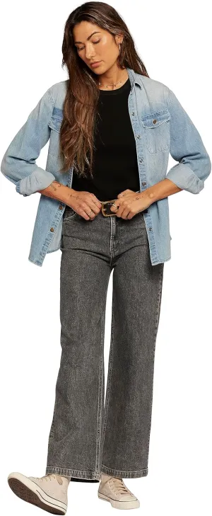Current/Elliott Womens The Navigator Wide Leg Pant  High Rise Denim for Women
