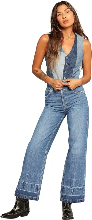 Current/Elliott Womens The Navigator Wide Leg Pant  High Rise Denim for Women