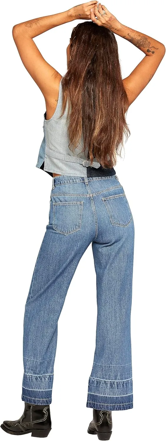 Current/Elliott Womens The Navigator Wide Leg Pant  High Rise Denim for Women