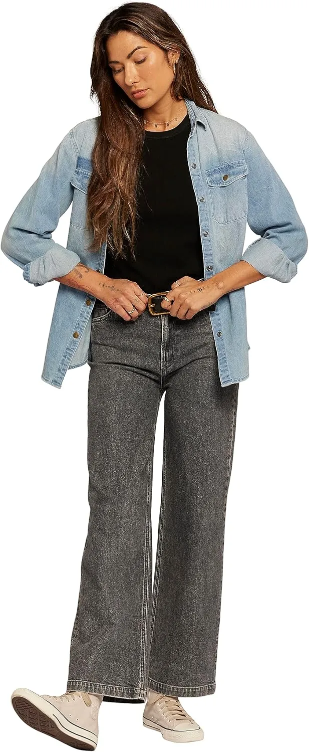Current/Elliott Womens The Navigator Wide Leg Pant  High Rise Denim for Women
