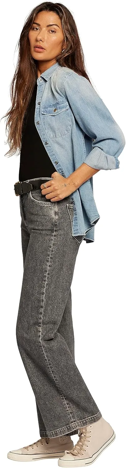 Current/Elliott Womens The Navigator Wide Leg Pant  High Rise Denim for Women