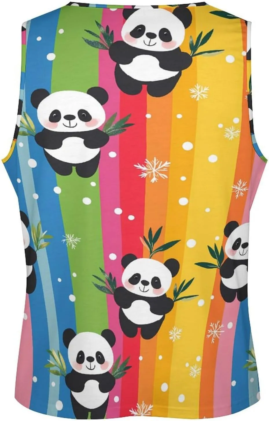 Cute Panda Rainbow Strip Men's Activewear Tank Tops Gym Sleeveless Muscle T Shirts Workout Tees Vest