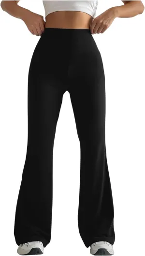 DASAYO Wide Leg Trousers Women High Waist Tummy Control Butt Lifting Flare Yoga Pants Stretchy Workout Bootcut Leggings