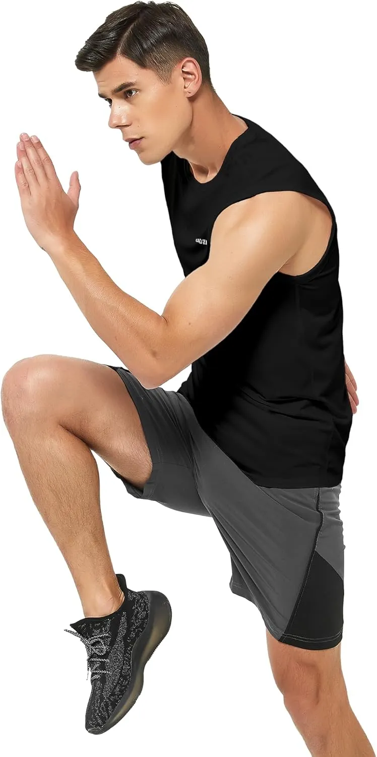 DEMOZU Men's Sleeveless Workout Swim Shirt Running Gym Athletic Muscle Tank Top Big and Tall