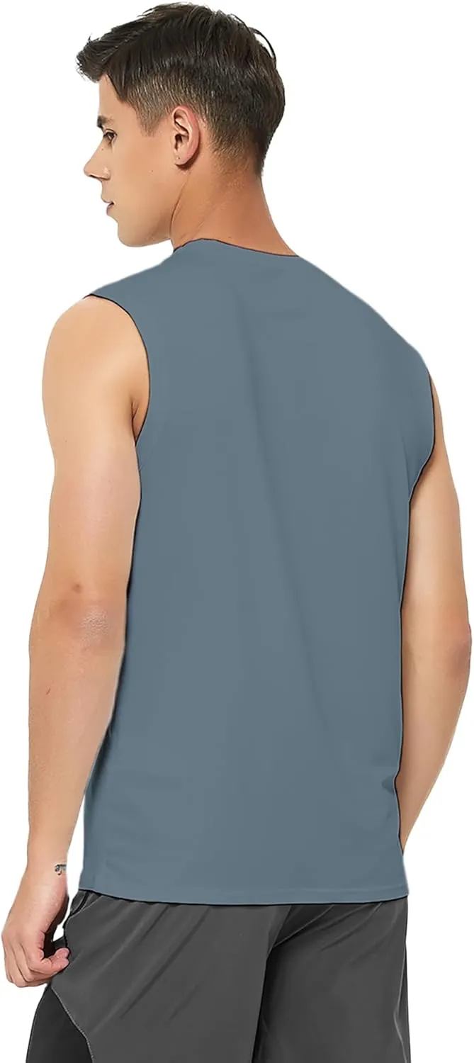 DEMOZU Men's Sleeveless Workout Swim Shirt Running Gym Athletic Muscle Tank Top Big and Tall