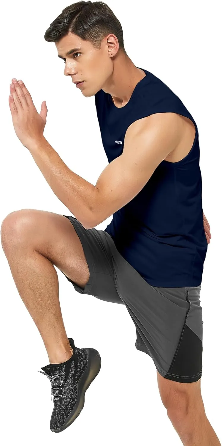 DEMOZU Men's Sleeveless Workout Swim Shirt Running Gym Athletic Muscle Tank Top Big and Tall
