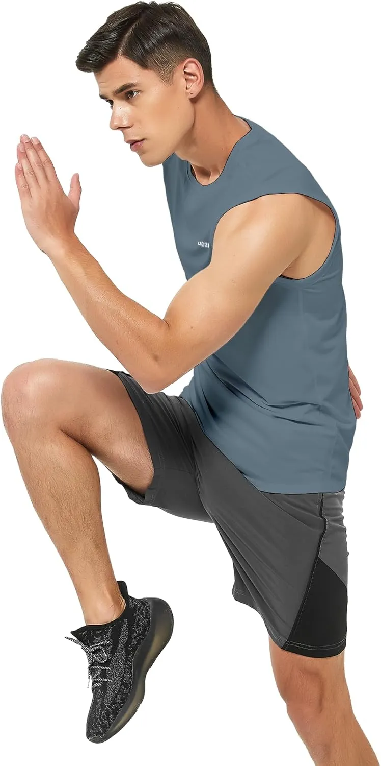 DEMOZU Men's Sleeveless Workout Swim Shirt Running Gym Athletic Muscle Tank Top Big and Tall