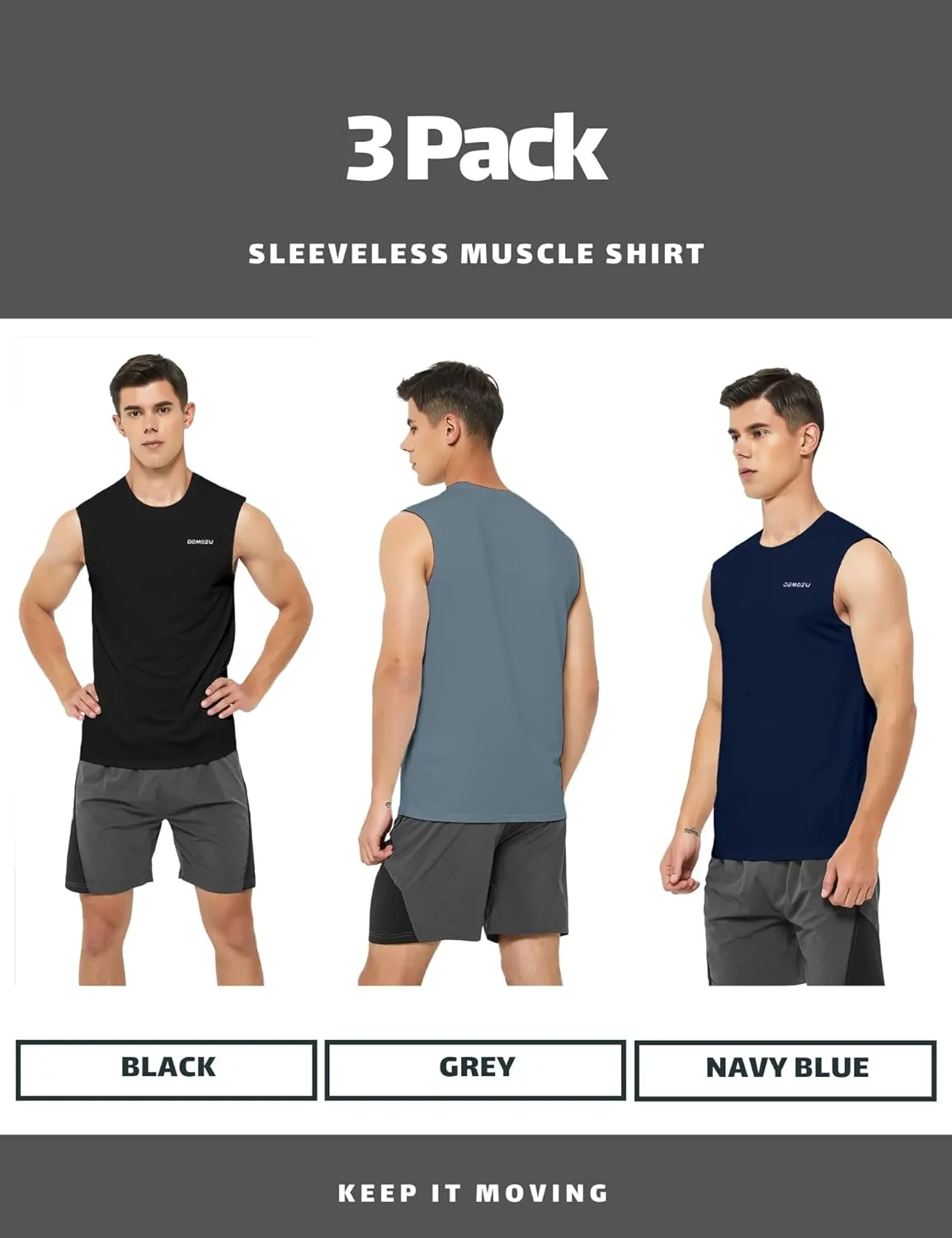 DEMOZU Men's Sleeveless Workout Swim Shirt Running Gym Athletic Muscle Tank Top Big and Tall