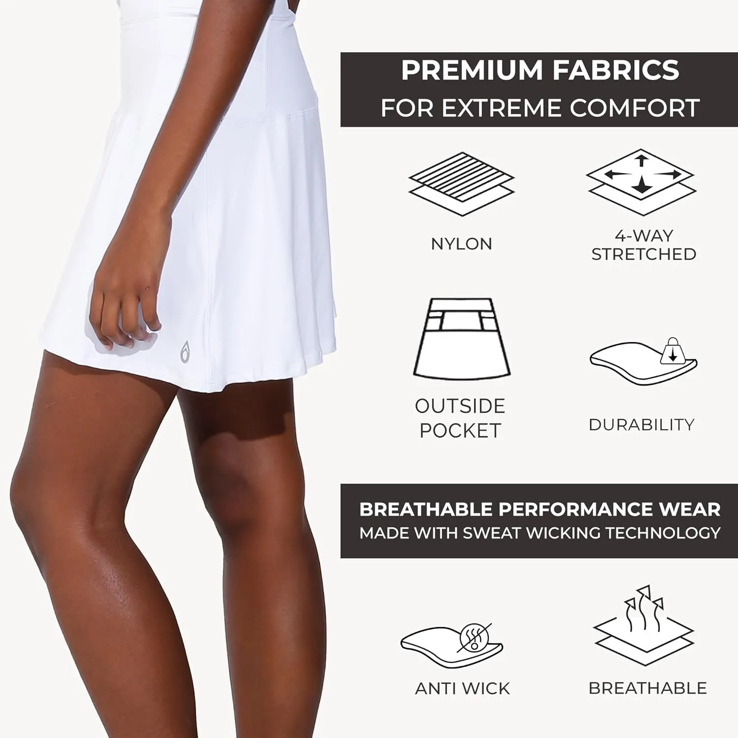 Dona Jo Birdie Skirt/Skort - Athletic Skort for Women - High Waisted Women's Skort with Pockets and Shorts Inside