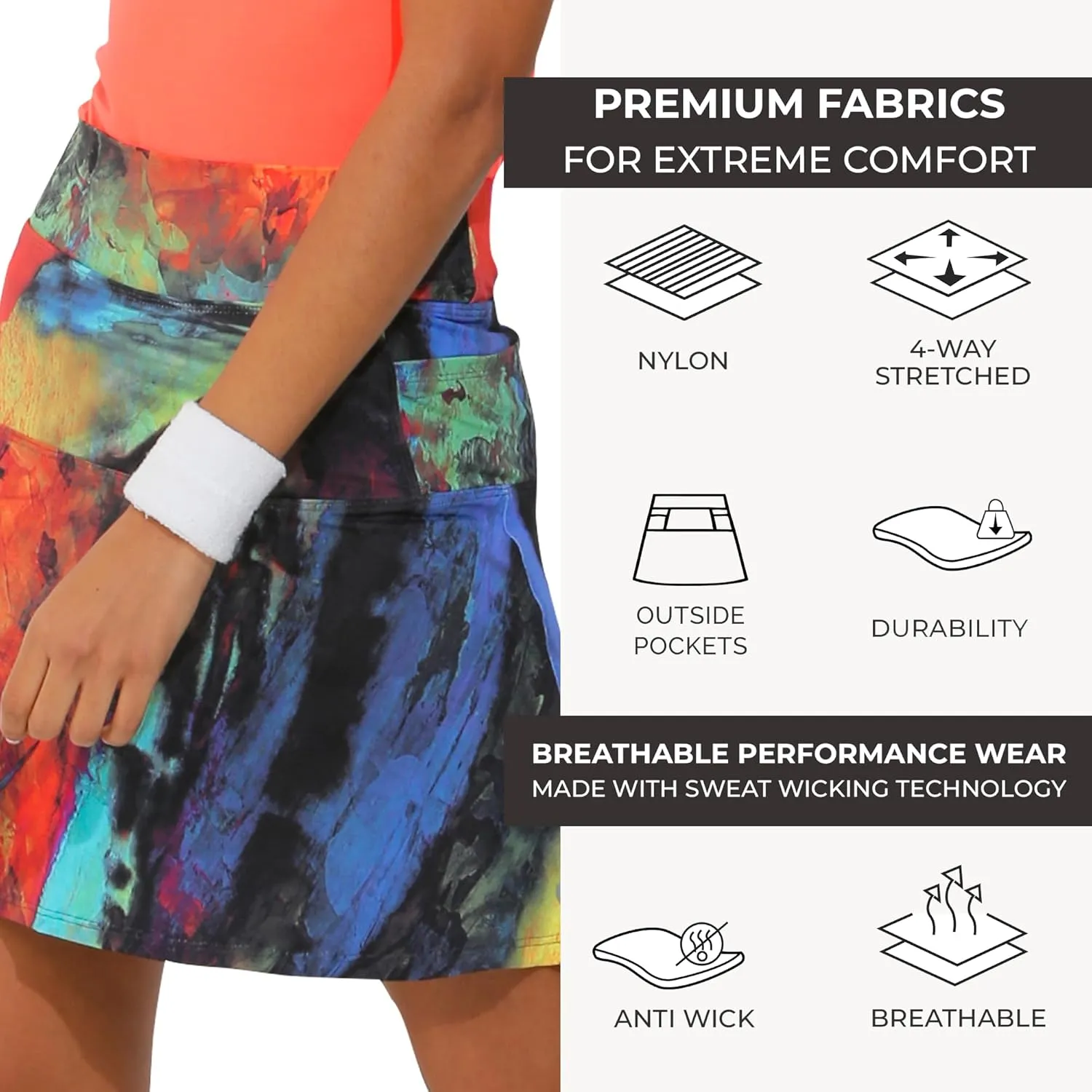 Dona Jo Birdie Skirt/Skort - Athletic Skort for Women - High Waisted Women's Skort with Pockets and Shorts Inside