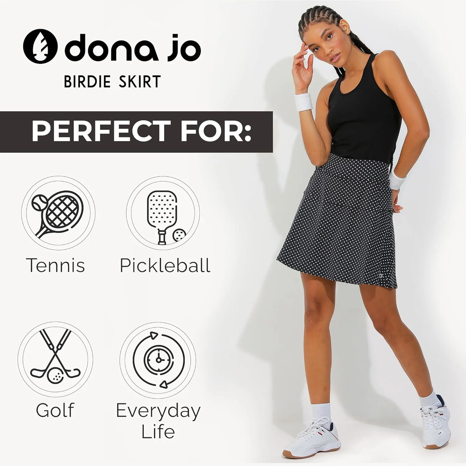 Dona Jo Birdie Skirt/Skort - Athletic Skort for Women - High Waisted Women's Skort with Pockets and Shorts Inside