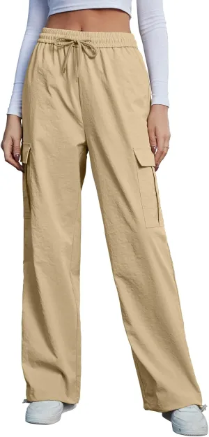 Durio Cargo Pants for Women High Waisted Womens Cargo Pants Adjustable Wide Leg Parachute Pants Y2K Womens Fashion
