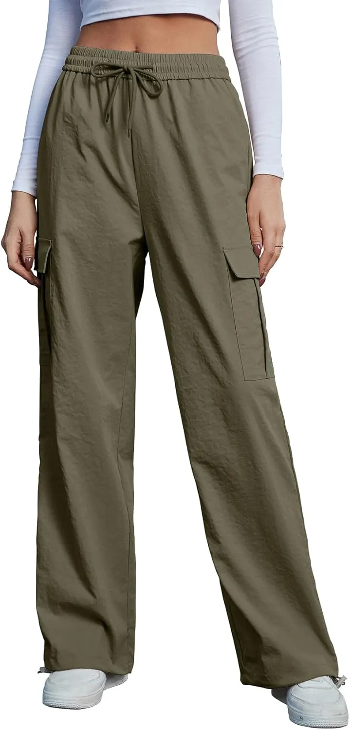 Durio Cargo Pants for Women High Waisted Womens Cargo Pants Adjustable Wide Leg Parachute Pants Y2K Womens Fashion