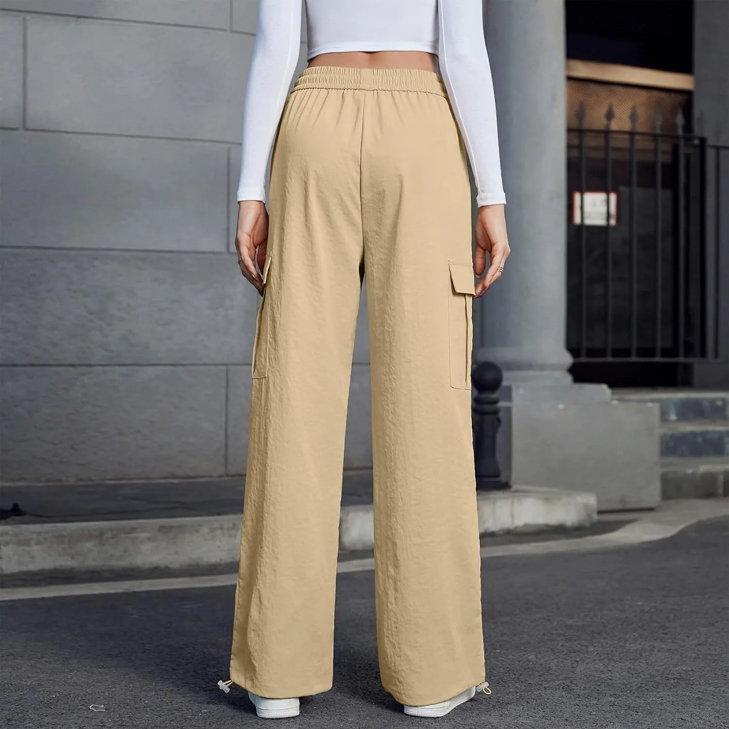 Durio Cargo Pants for Women High Waisted Womens Cargo Pants Adjustable Wide Leg Parachute Pants Y2K Womens Fashion