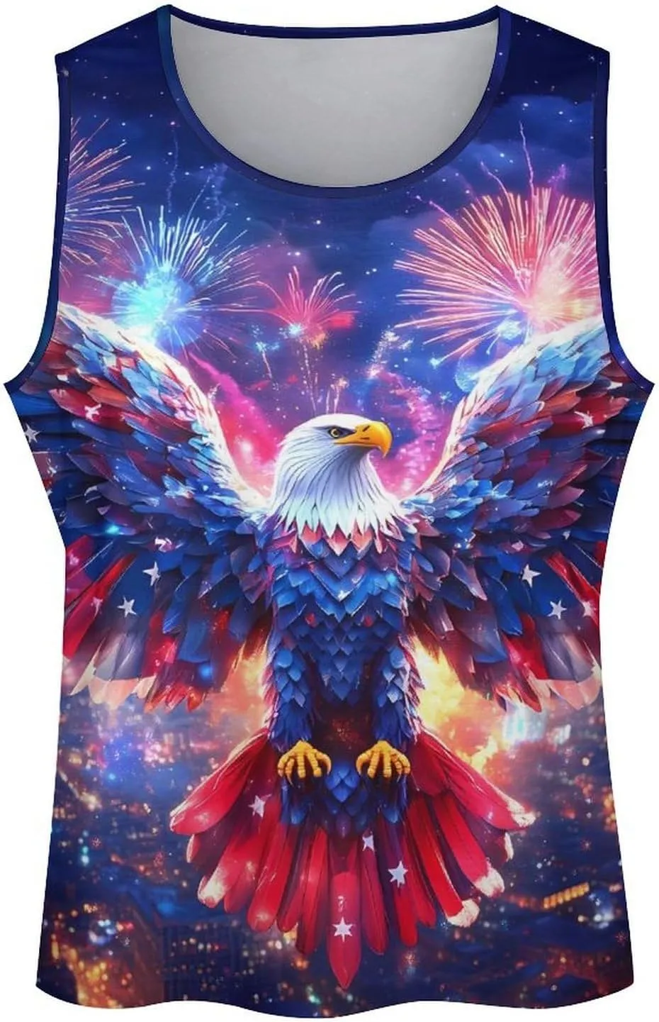 Ea-gles Firework U.S. Flag Men's Activewear Tank Tops Gym Sleeveless Muscle T Shirts Workout Tees Vest