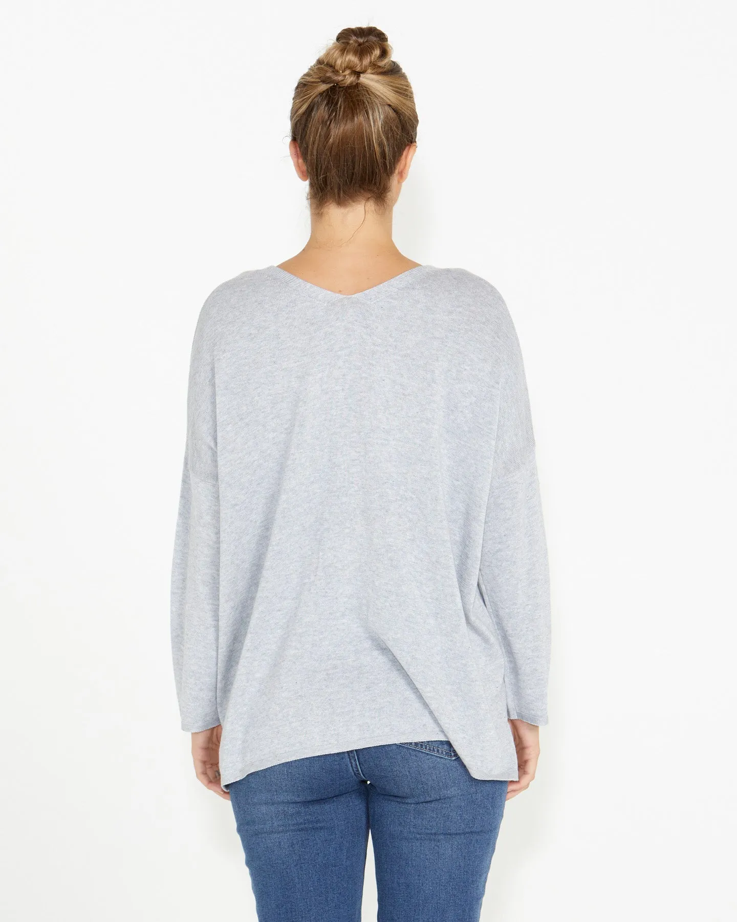 Ellen Reversable Knit Grey Marle