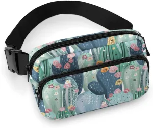 Fanny Pack for Women Men Coloful Tropical Cactus Belt Bag Succulent Cactus Summer Style Waist Pack Bum Bag for Running Cycling Hiking Travel Workout with Adjustable Strap