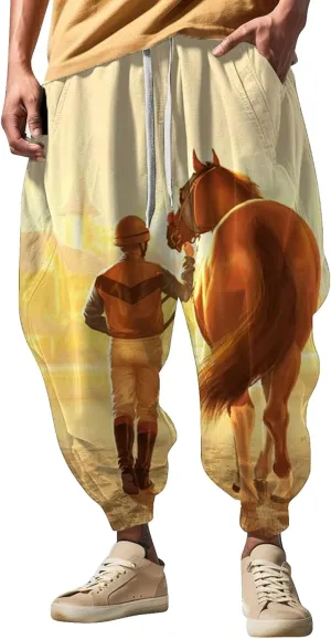 Fashion Solid Color Oversized Tapered Pants Casual Sweatpants Mens Cotton Harem Pants Cloak Kung Fu