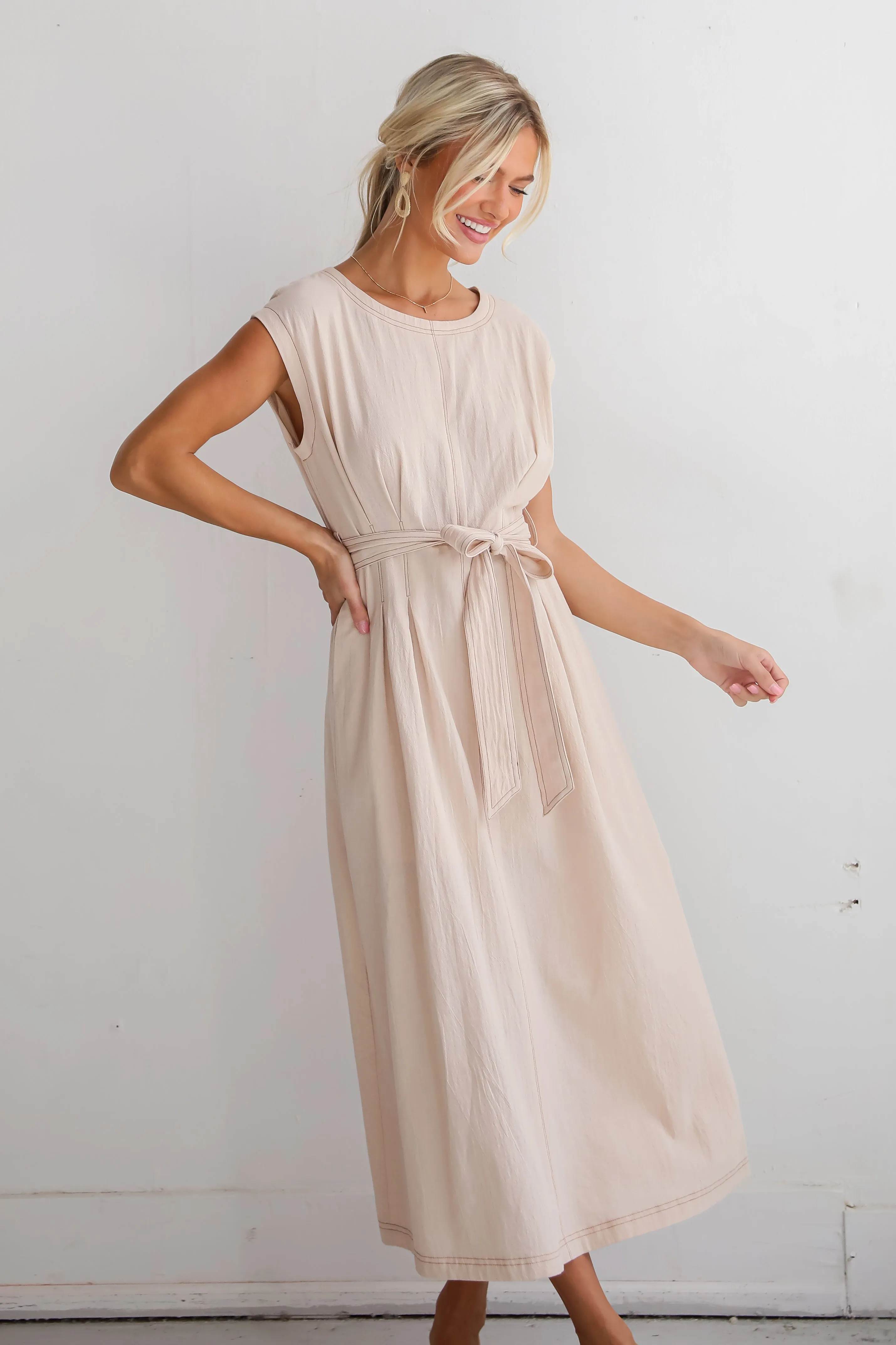 FINAL SALE - Easy To See Natural Midi Dress