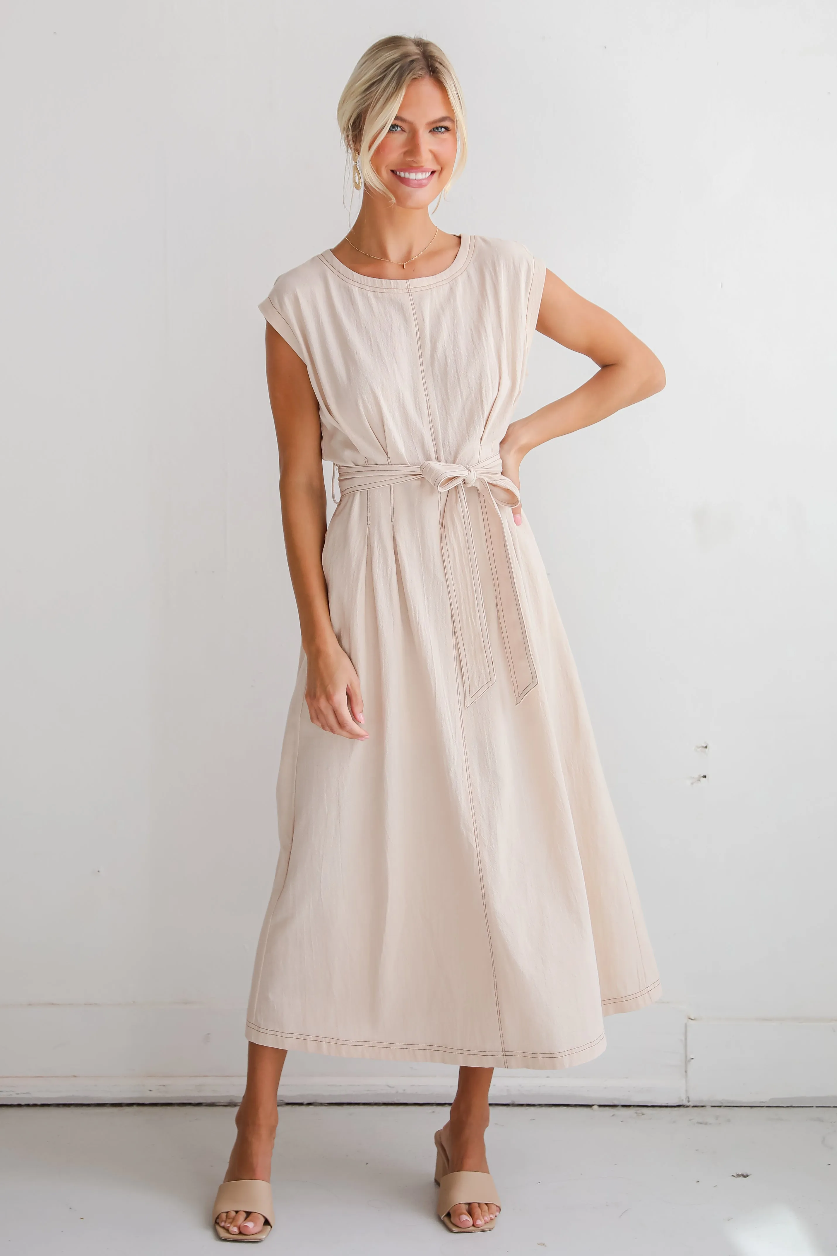 FINAL SALE - Easy To See Natural Midi Dress