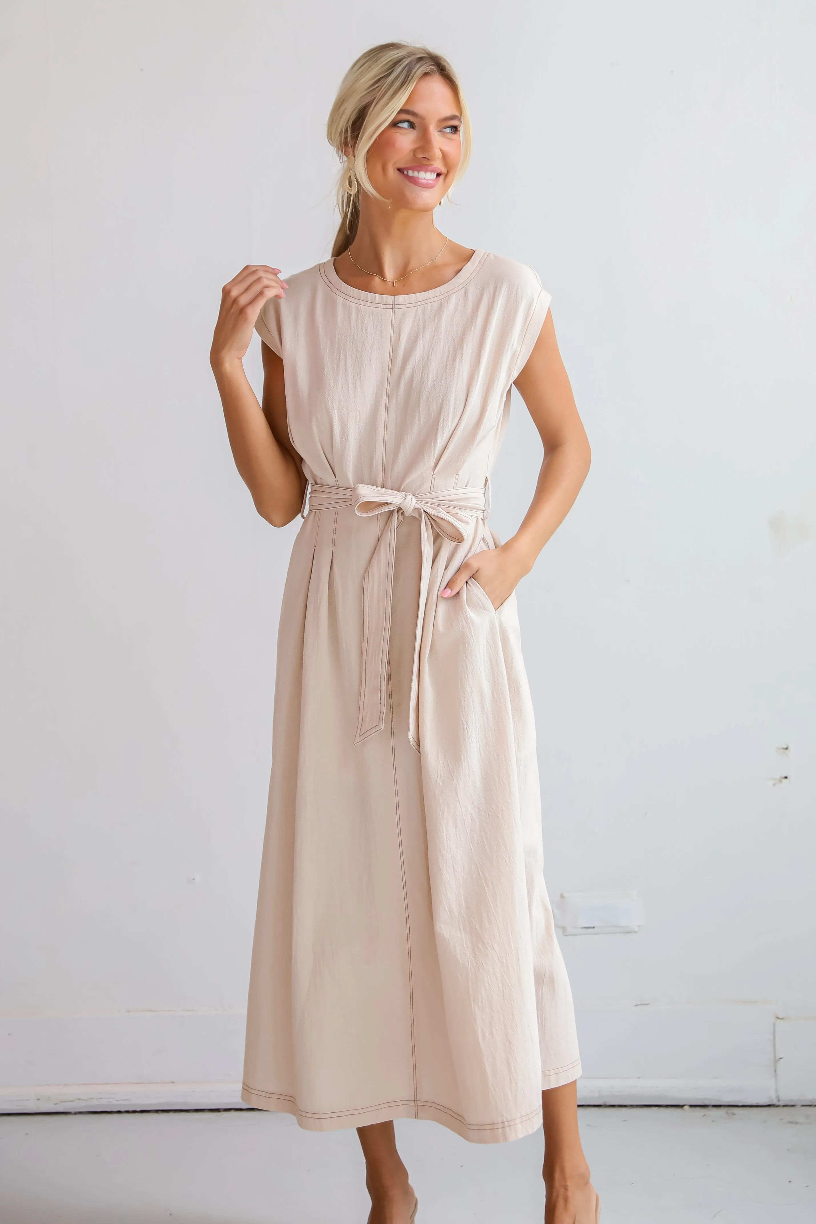 FINAL SALE - Easy To See Natural Midi Dress