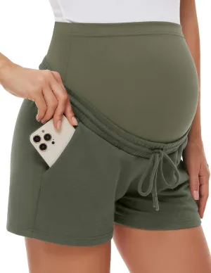 fitglam Women's Maternity Shorts Over The Belly Maternity Comfy Lounge Clothes Pregnancy Athletic Activewear with Pockets