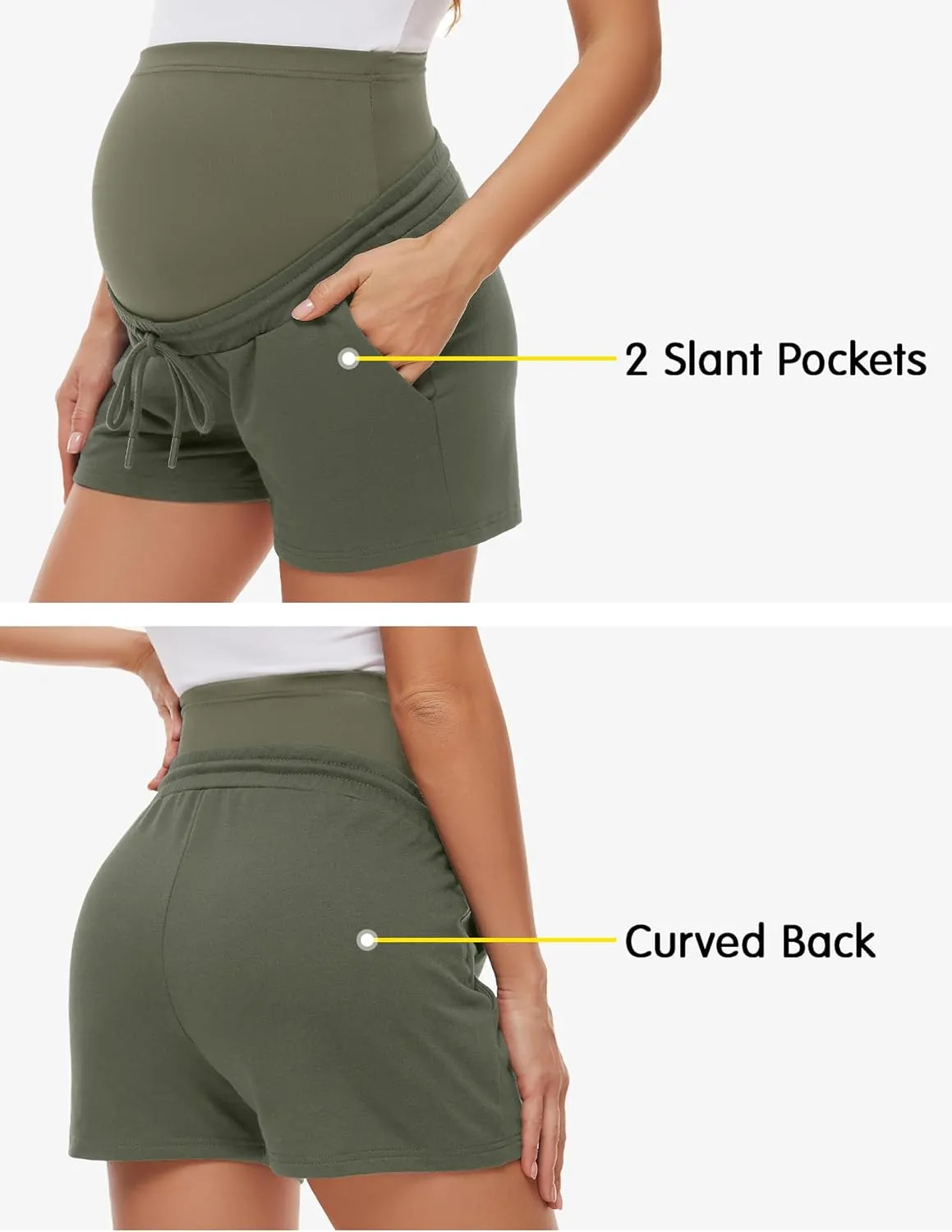 fitglam Women's Maternity Shorts Over The Belly Maternity Comfy Lounge Clothes Pregnancy Athletic Activewear with Pockets