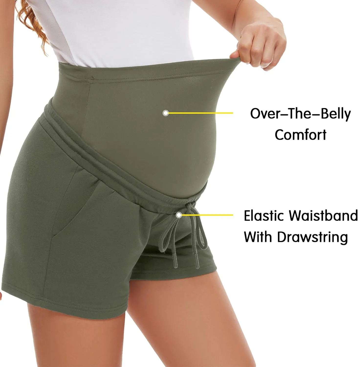 fitglam Women's Maternity Shorts Over The Belly Maternity Comfy Lounge Clothes Pregnancy Athletic Activewear with Pockets