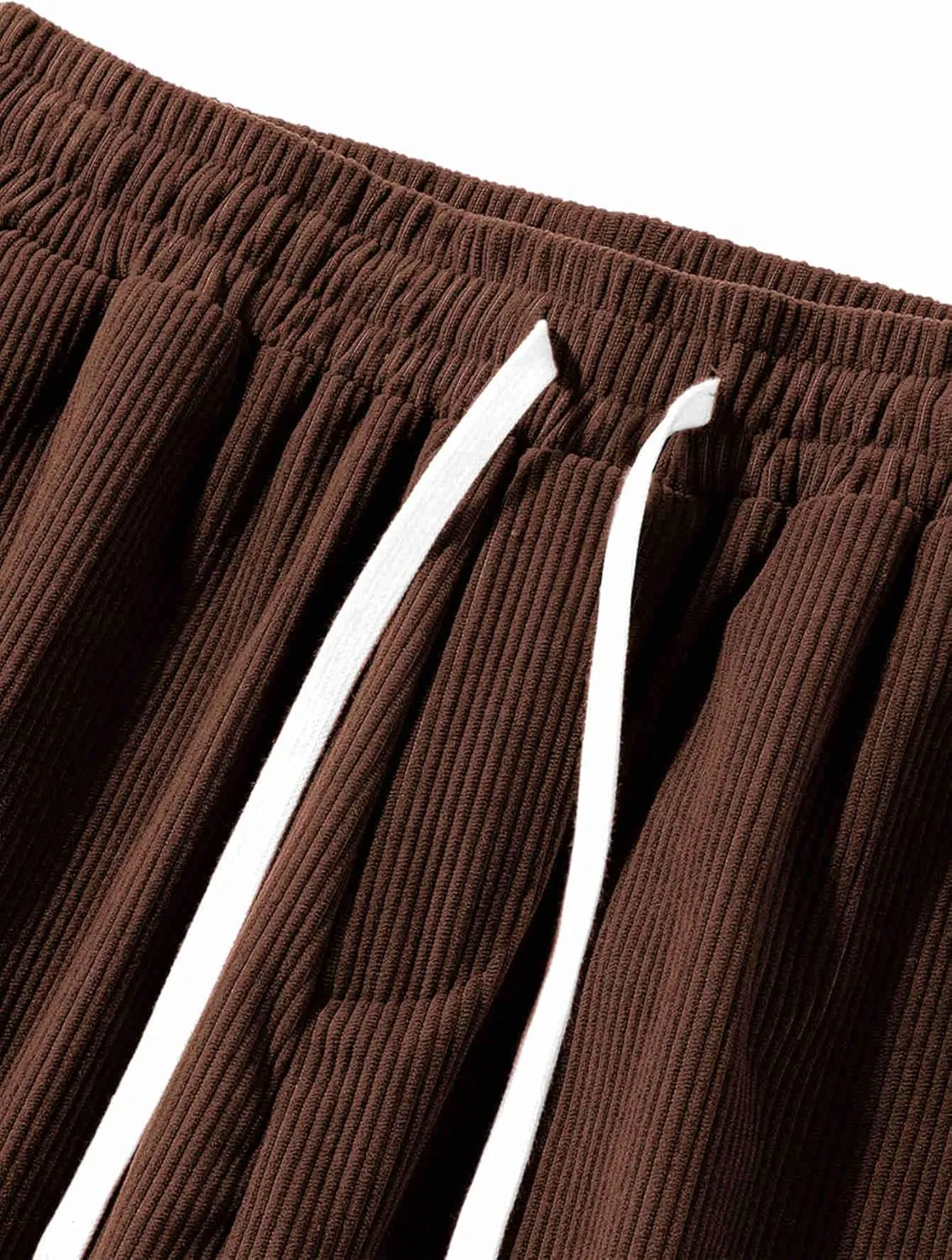 Floerns Men's Loose Fit Corduroy Elastic Waist Slant Pocket Straight Leg Pants