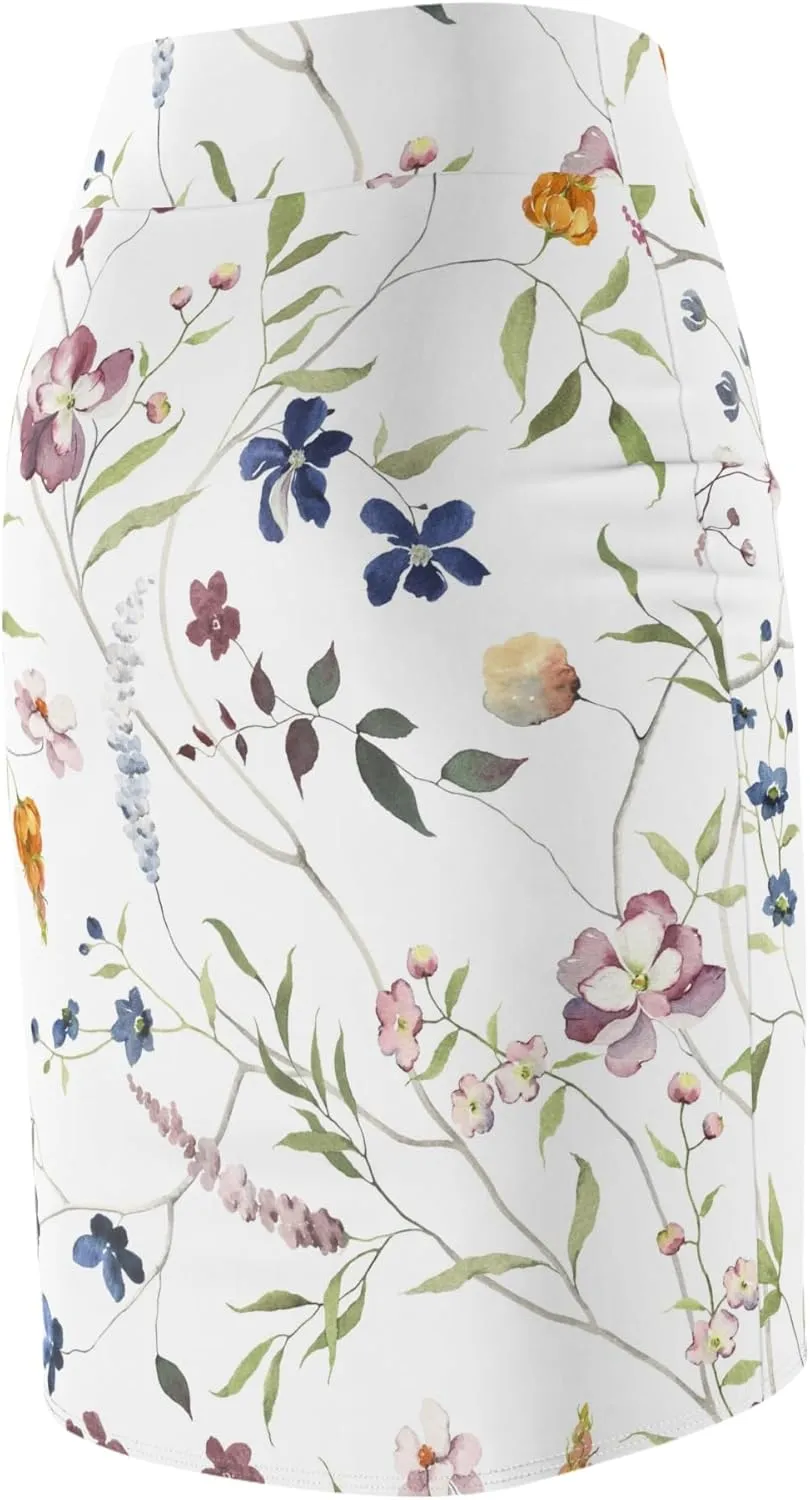 Floral Women's Pencil Skirt | Elegant Spring Skirt for Office, Casual Outings, Special Events, Weddings, Summer Style