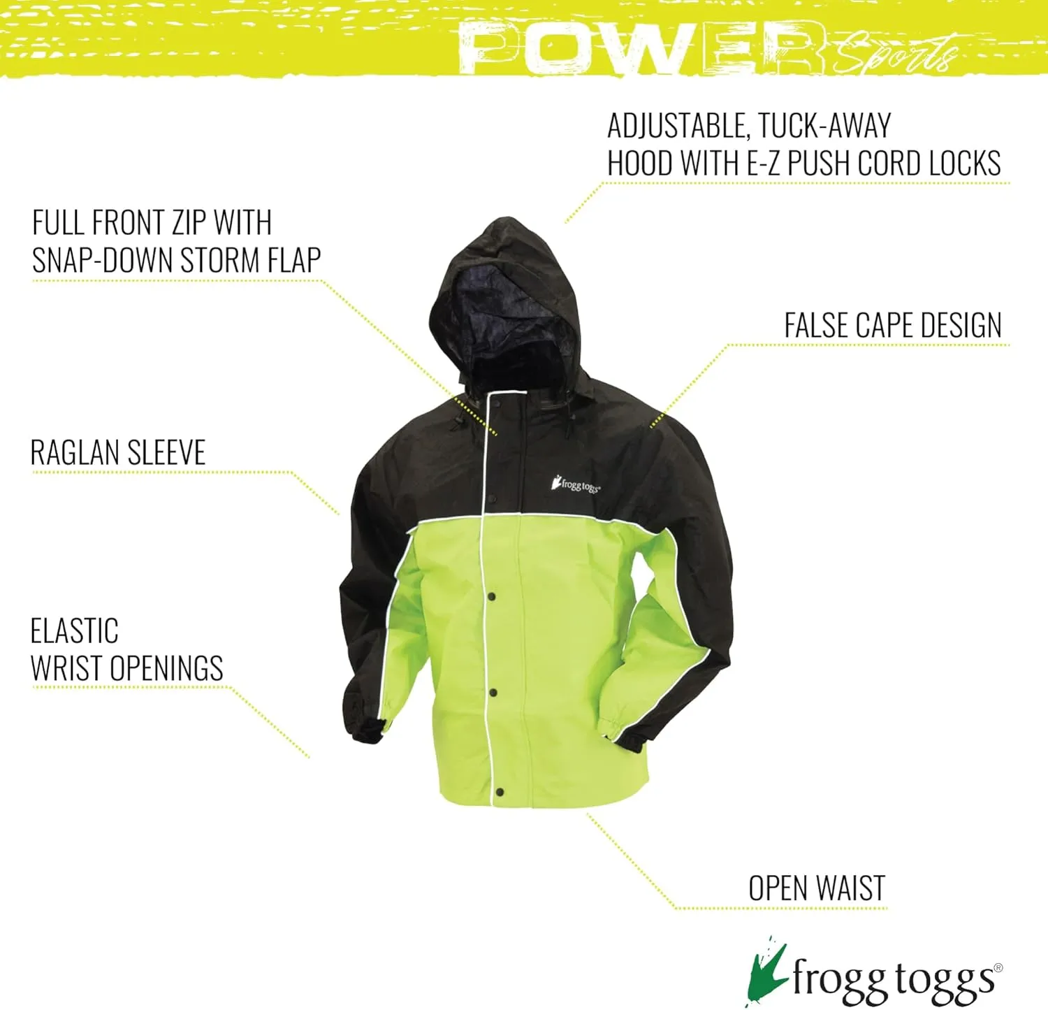 FROGG TOGGS Men's Road Toad Reflective Waterproof Rain Jacket