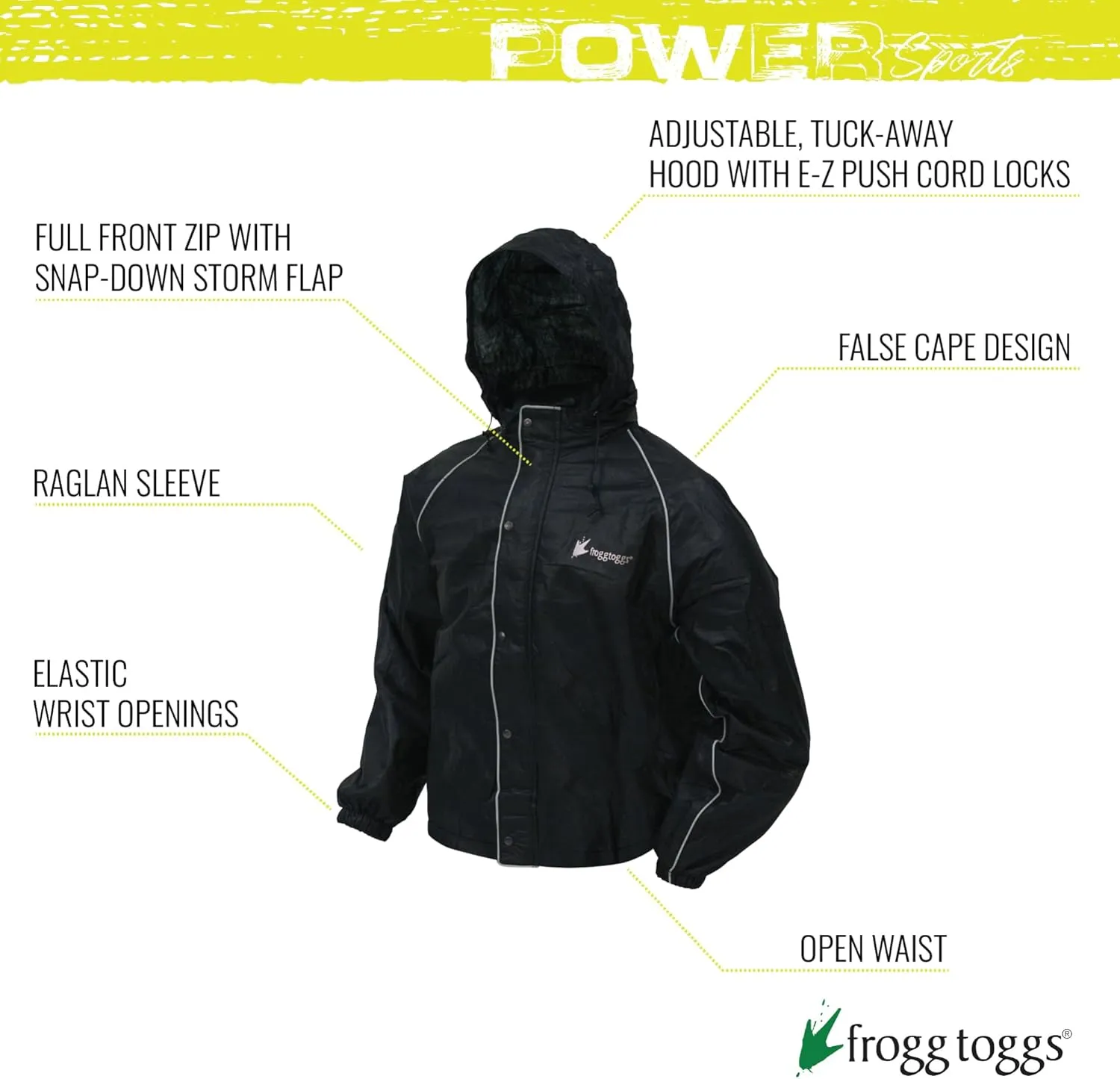 FROGG TOGGS Men's Road Toad Reflective Waterproof Rain Jacket
