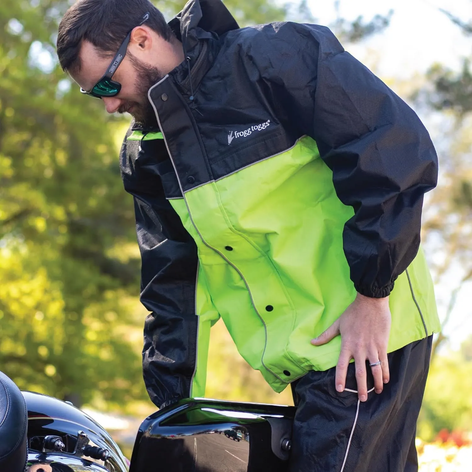 FROGG TOGGS Men's Road Toad Reflective Waterproof Rain Jacket