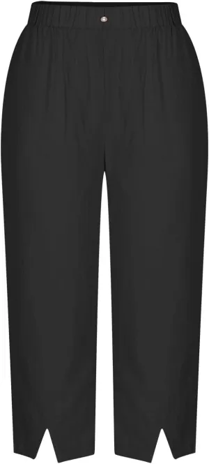 FZYLQY Summer Womens Capri Pants Side Slit Wide Leg Casual Trousers Cotton Linen Palazzo Pants Cropped Yoga Lounge Slacks
